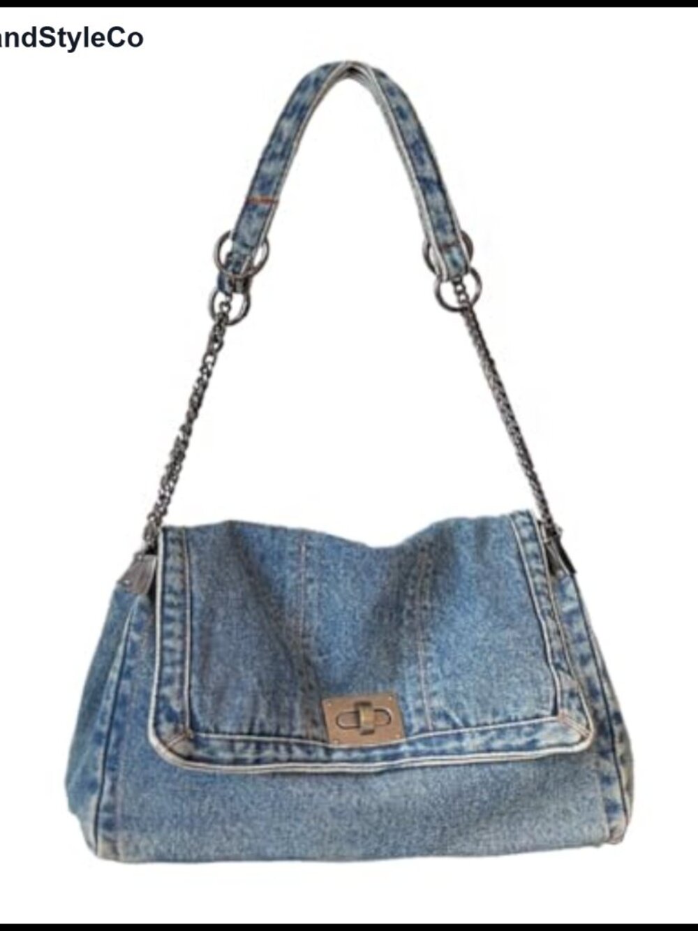 Washed Denim Shoulder Bag Chain Strap Crossbody Hobo Tote